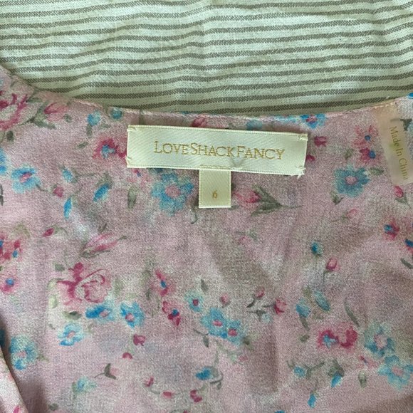 COPY - LoveShackFancy Bea Patchwork Floral Silk Dress colorful size 6 - Picture 4 of 6